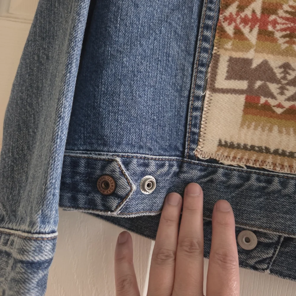 Upcycled Pendleton Scraps Gap Kids' Light Blue Denim Jacket 4T Western Rodeo